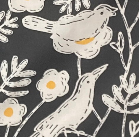 Block Print Floral Drum Lampshade, Botanical Bird Fabric
