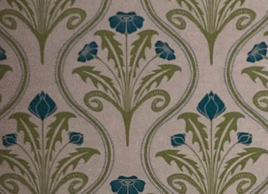 Art Nouveau Floral Drum Lampshade, Teal and Green
