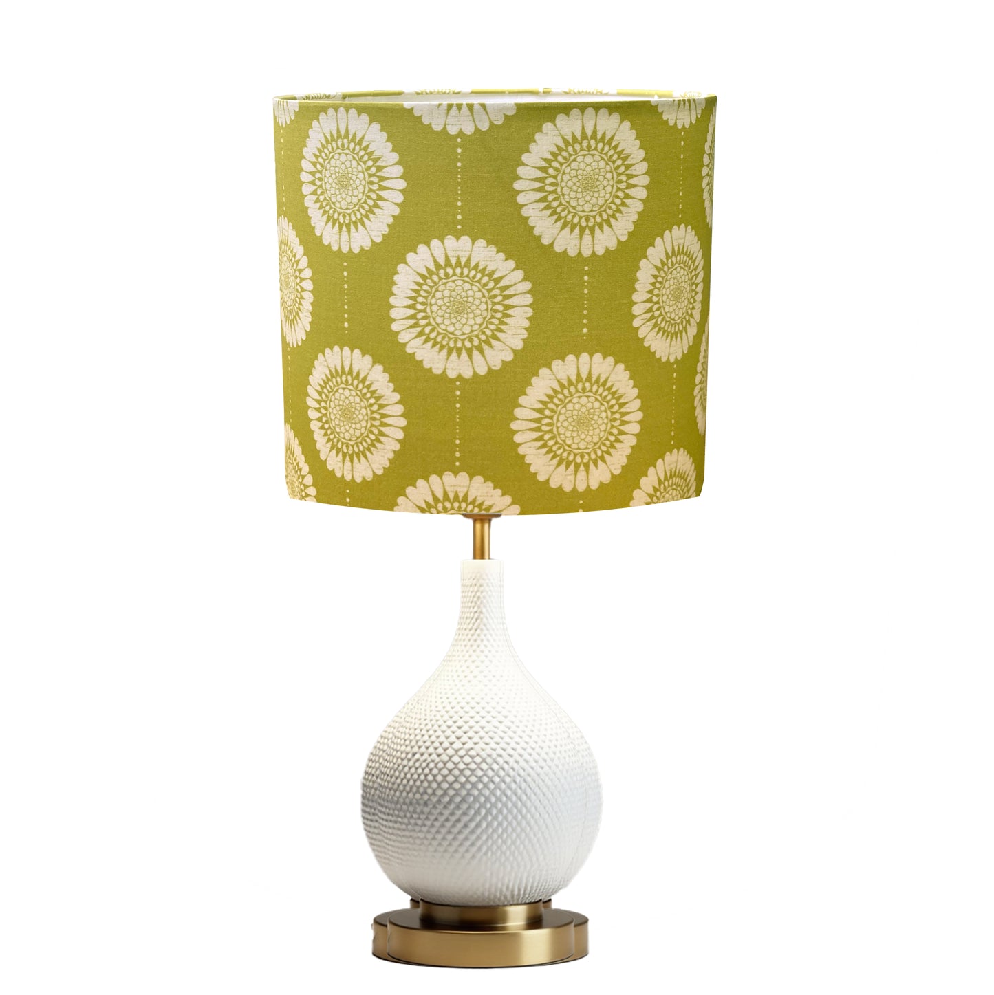 dr-14  Drum lampshade with a Chartreuse harvest flower design