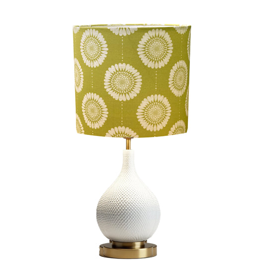 dr-14  Drum lampshade with a Chartreuse harvest flower design