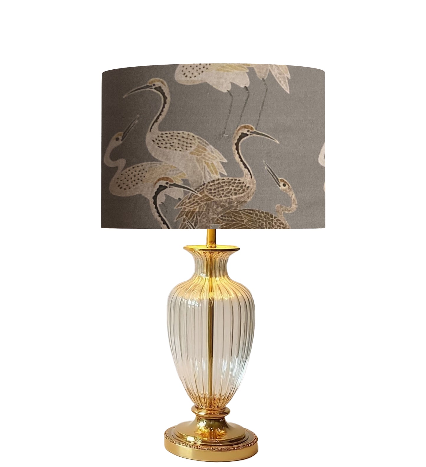 dr-152 Elegant gray art deco cranes drum shade (Copy)