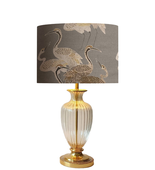 dr-152 Elegant gray art deco cranes drum shade (Copy)