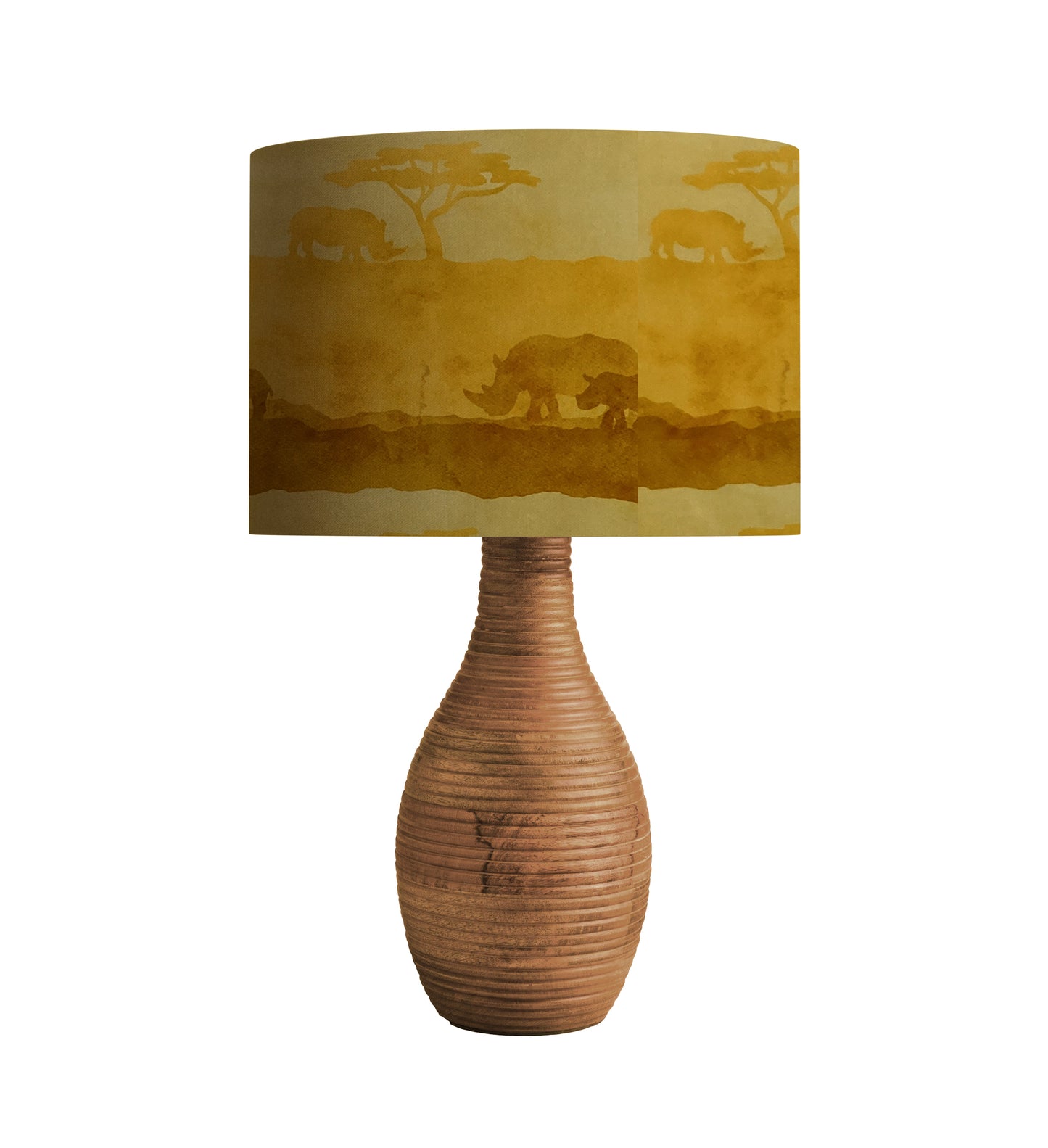 Rhinos Grazing on the Savannah Drum Lampshade