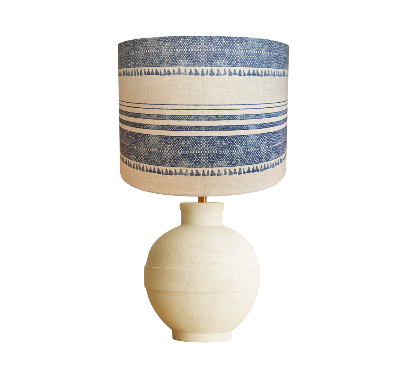 dr-31 Blue & White Drum Lampshade, French Tassel, Rustic Cottage Decor