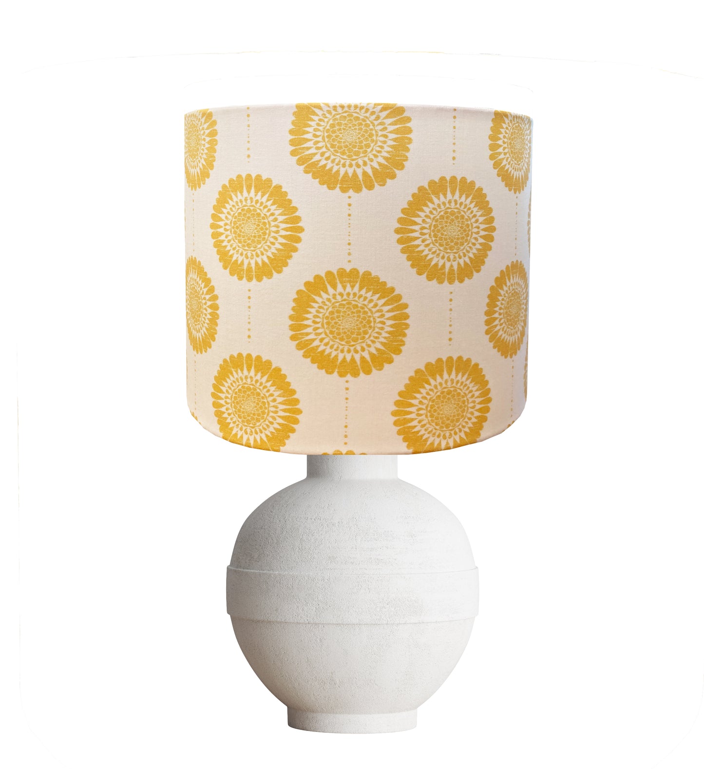 dr-45 Bohemian sunflowers, harvest gold and white drum shade