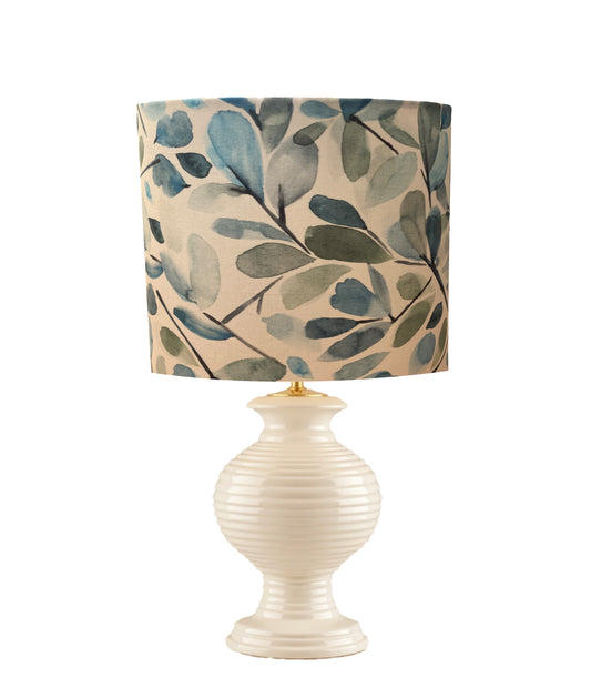dr-46  Blue, green, watercolor, botanical, hand painted drum shade