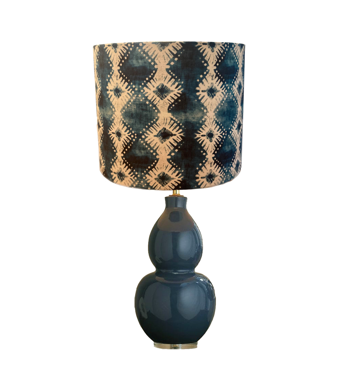 dr-51 Blue Indigo Tie Dye Drum Lampshade, Bohemian Home Decor