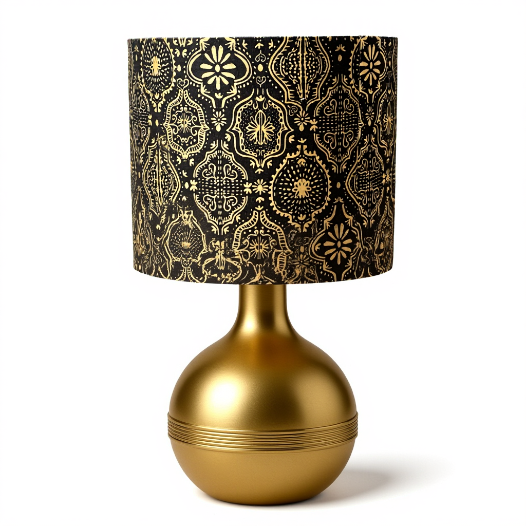 Moroccan tile drum lampshade.  The little black shade