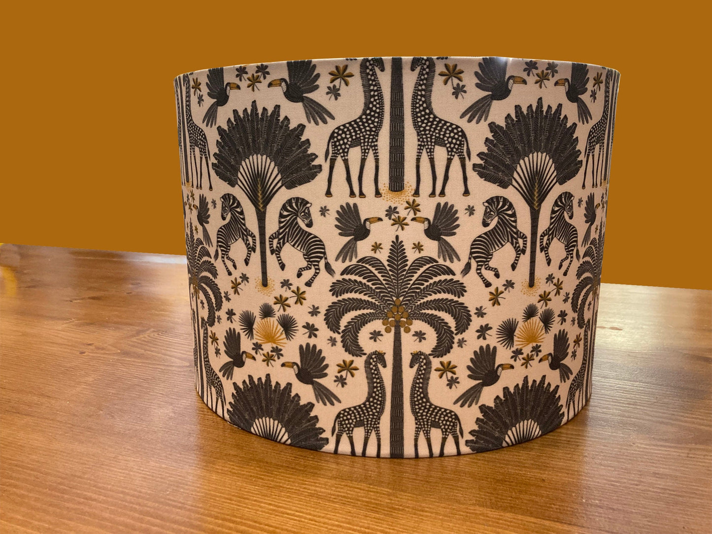 drum shade, lampshade, lamp shade, home decor, white, black,zebra palm trees, Toucans, fun