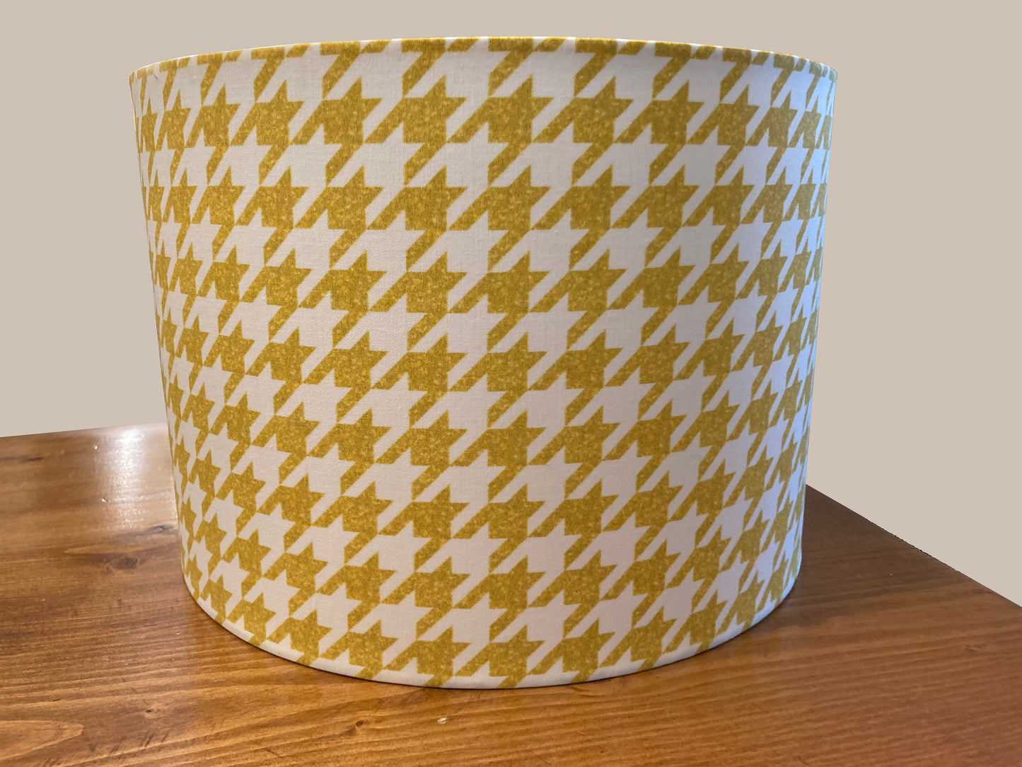 lampshade, lamp, shade, drum, houndstooth, gold, yellow, neutral, classic