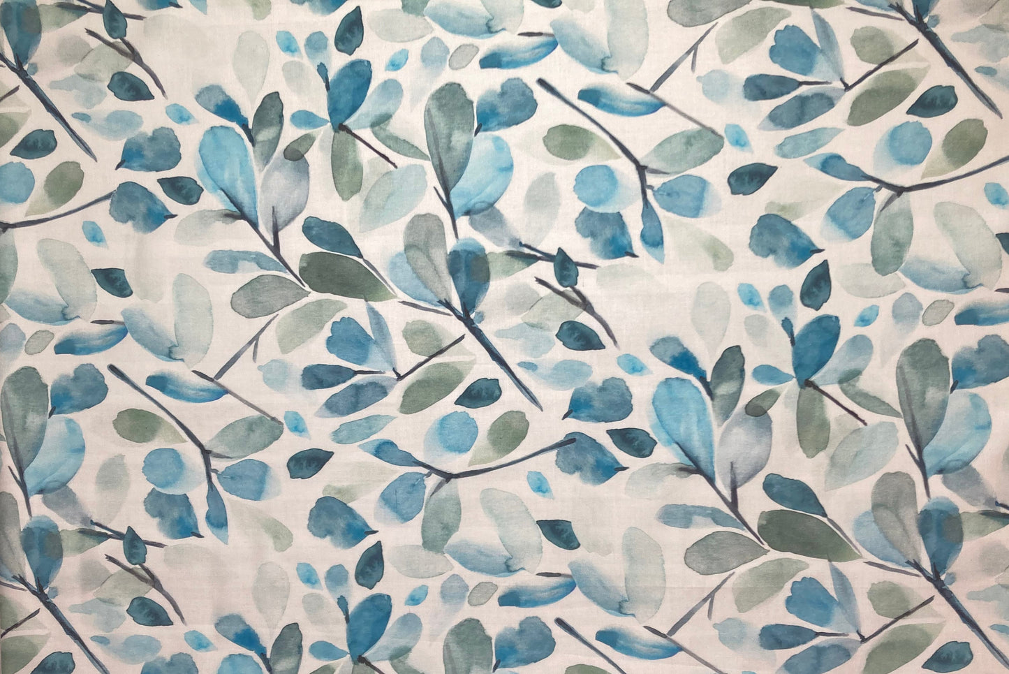 Blue, green, watercolor, botanical, hand painted drum shade