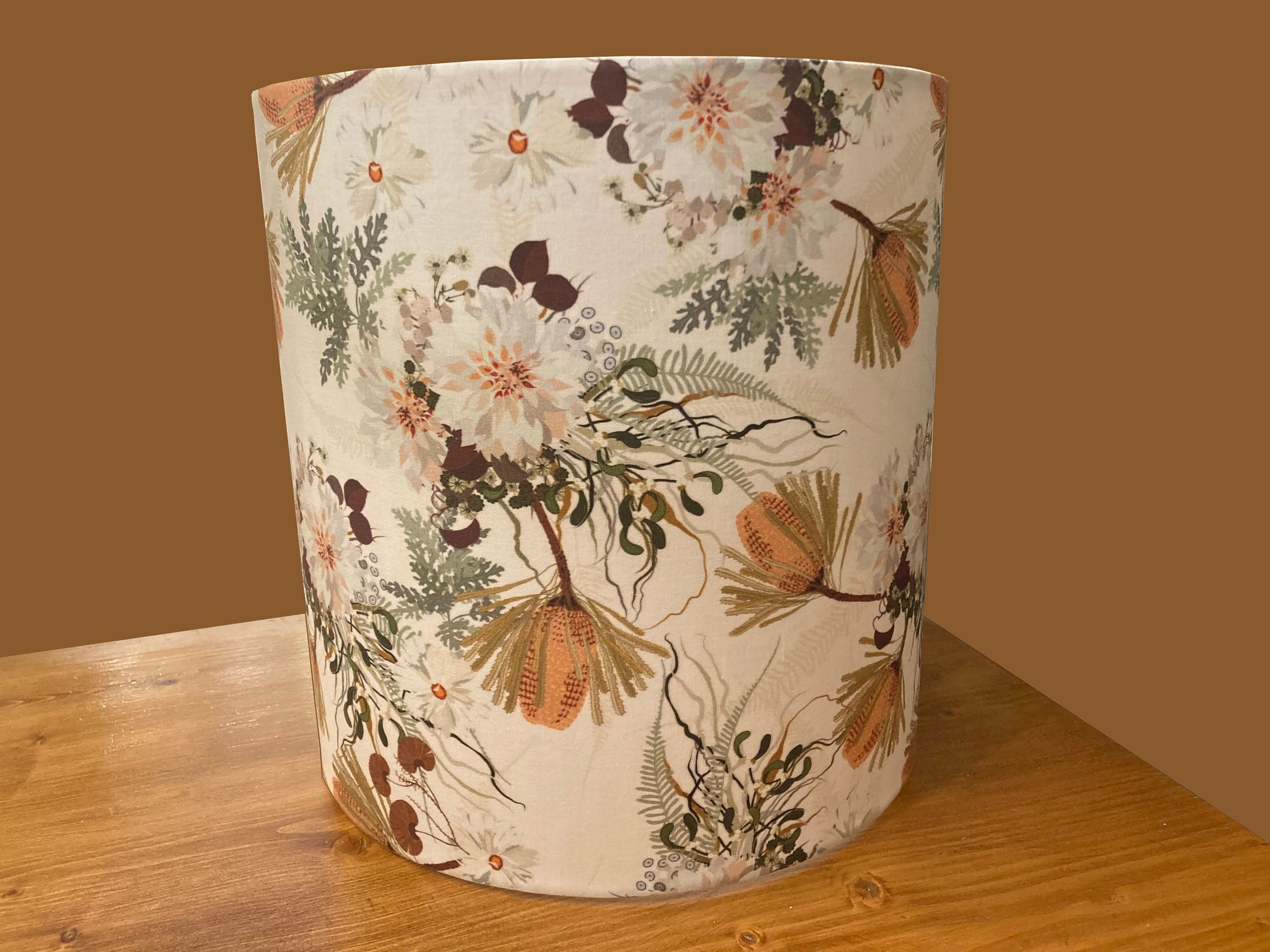drum shade, lampshade, lamp shade, home decor, flowers, woodland, Bohemian, Banksia