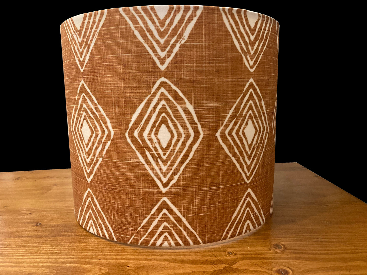 drum shade, lampshade, lamp shade, home decor, rust, white, diamonds, boho, bohemian, contemporary