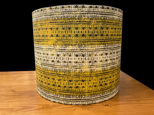 Southwest Tribal Gold Drum Lampshade, Bohemian Home Decor