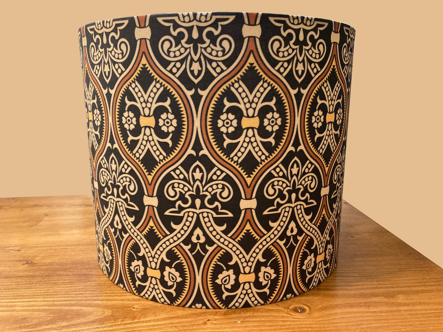 drum shade, lampshade, lamp shade, serpentine, damask, victorian, Persian, Turkish influence