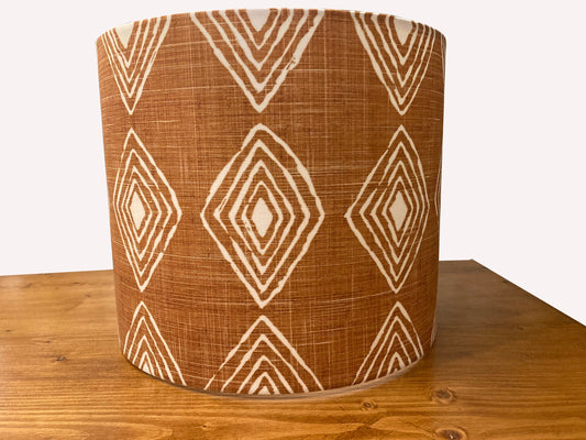 drum shade, lampshade, lamp shade, home decor, rust, white, diamonds, boho, bohemian, contemporary