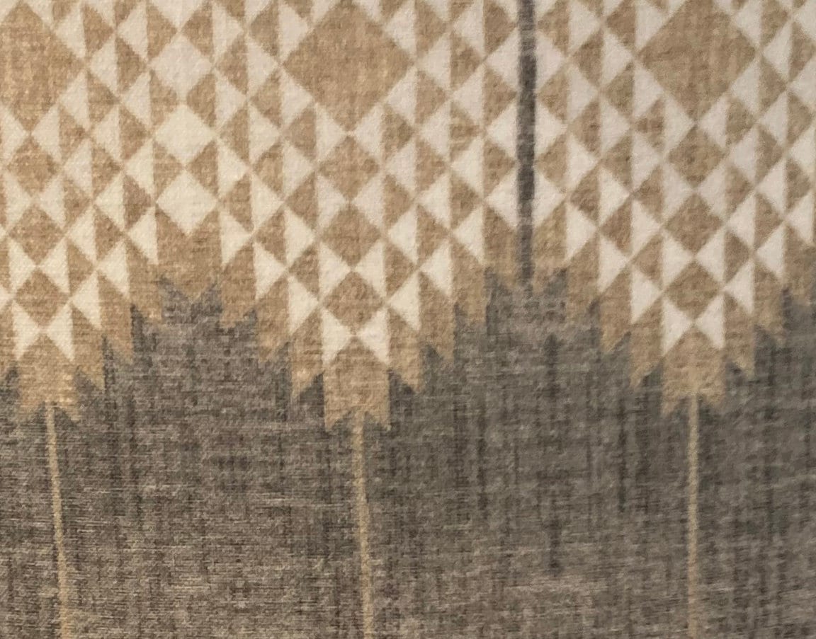 Drum lampshade, custom fabric, geo stripe bohemian, farmhouse, gray, beige, white