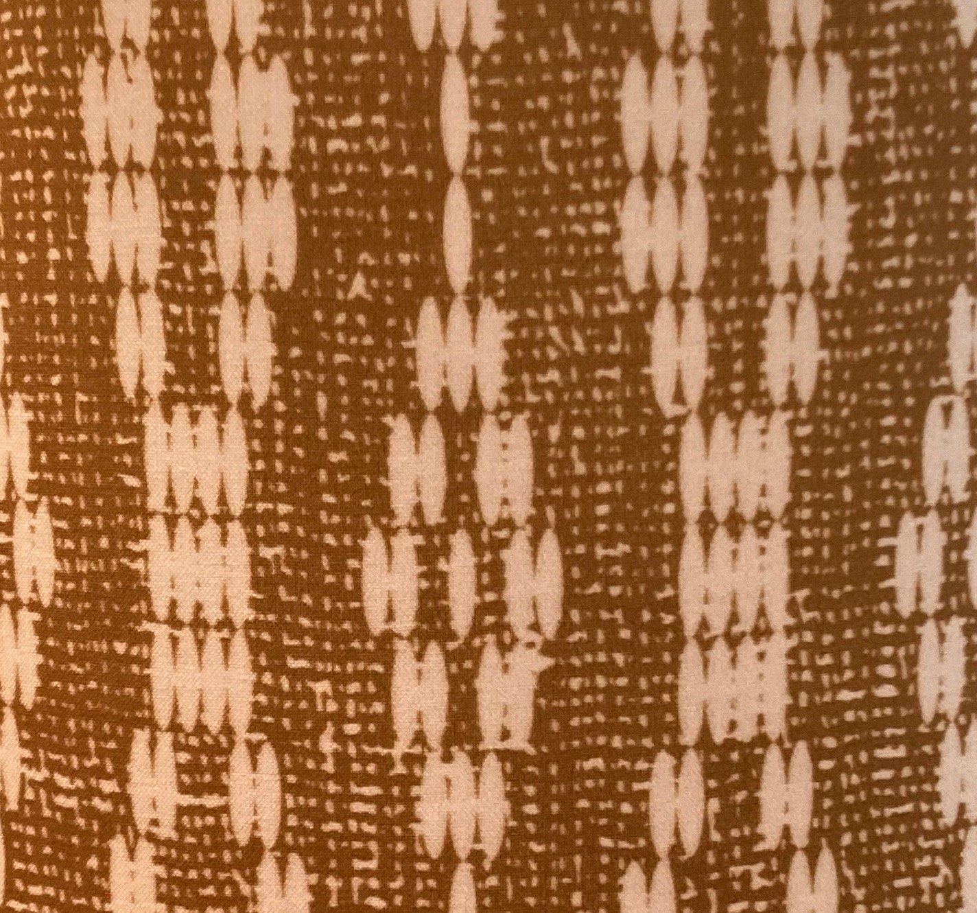 drum shade, lampshade, lamp shade, rust and white beaded design, Bohemian, farmhouse
