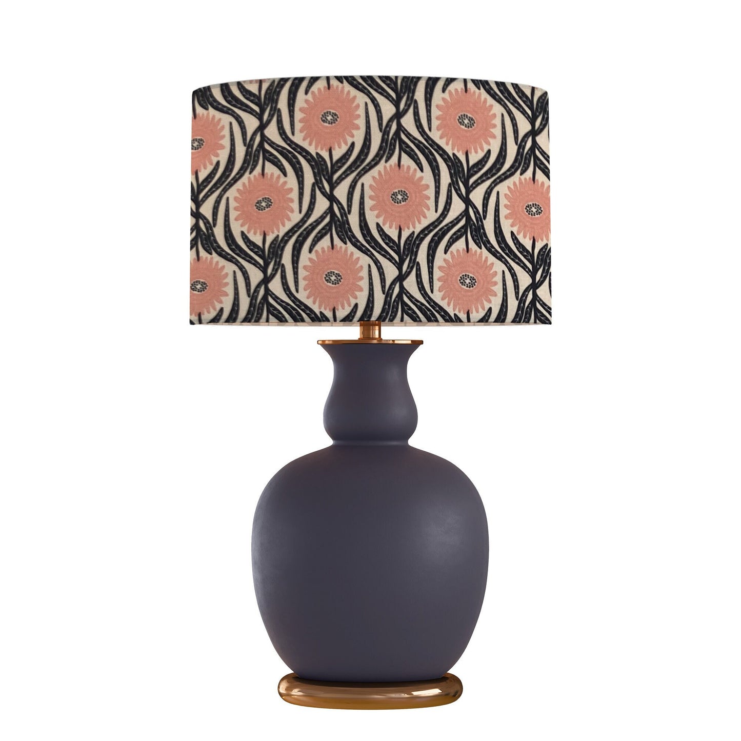 Beautiful navy and pink farmhouse drum shade