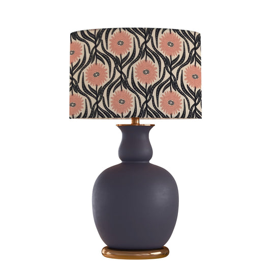 Beautiful navy and pink farmhouse drum shade