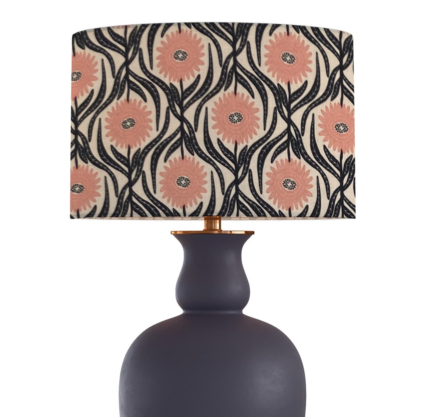 Beautiful navy and pink farmhouse drum shade