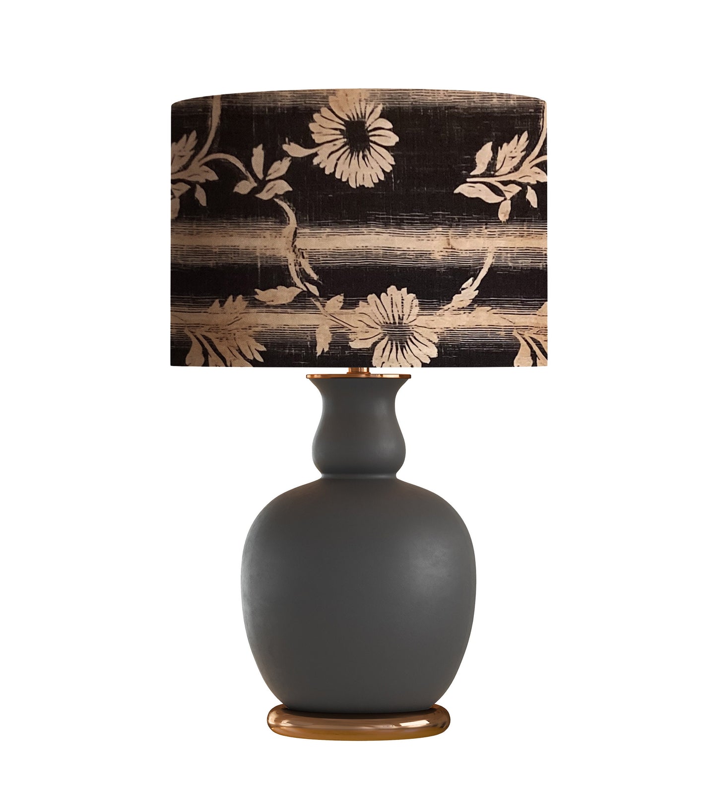Floral Stripe Drum Lampshade, Wabi Sabi Home Decor