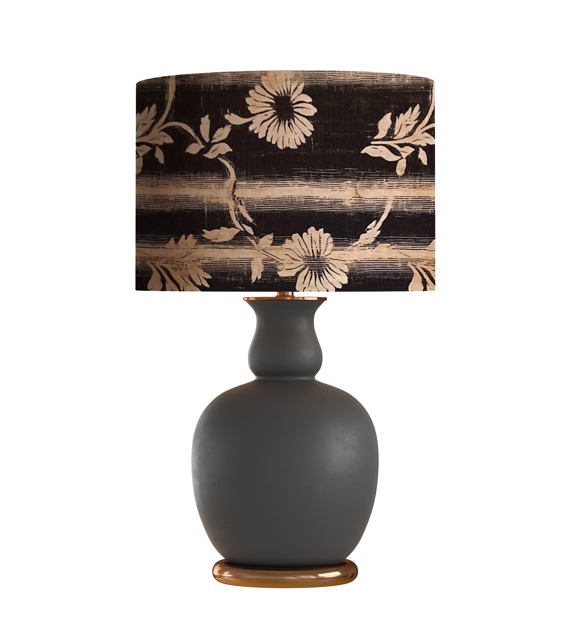 Floral Stripe Drum Lampshade, Wabi Sabi Home Decor