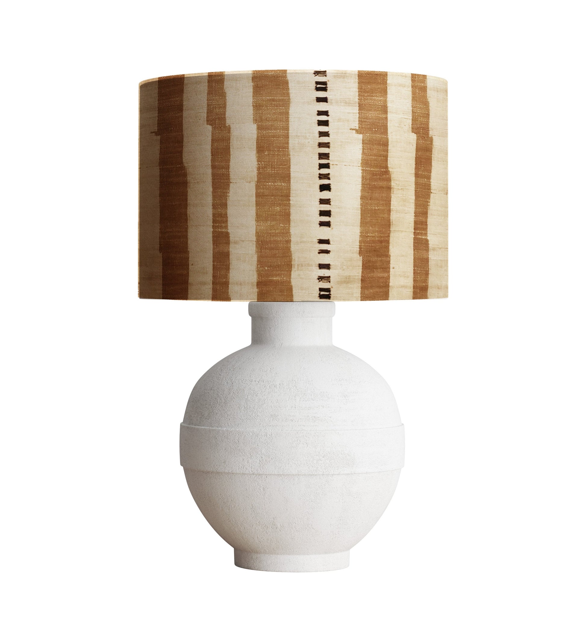 Burlap Look Printed Stripe Drum Lampshade, Wabi Sabi Home Decor