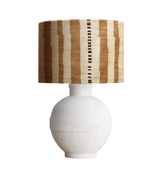Burlap Look Printed Stripe Drum Lampshade, Wabi Sabi Home Decor