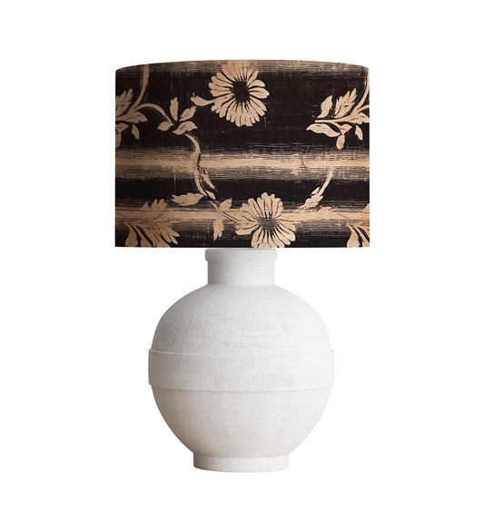 Floral Stripe Drum Lampshade, Wabi Sabi Home Decor