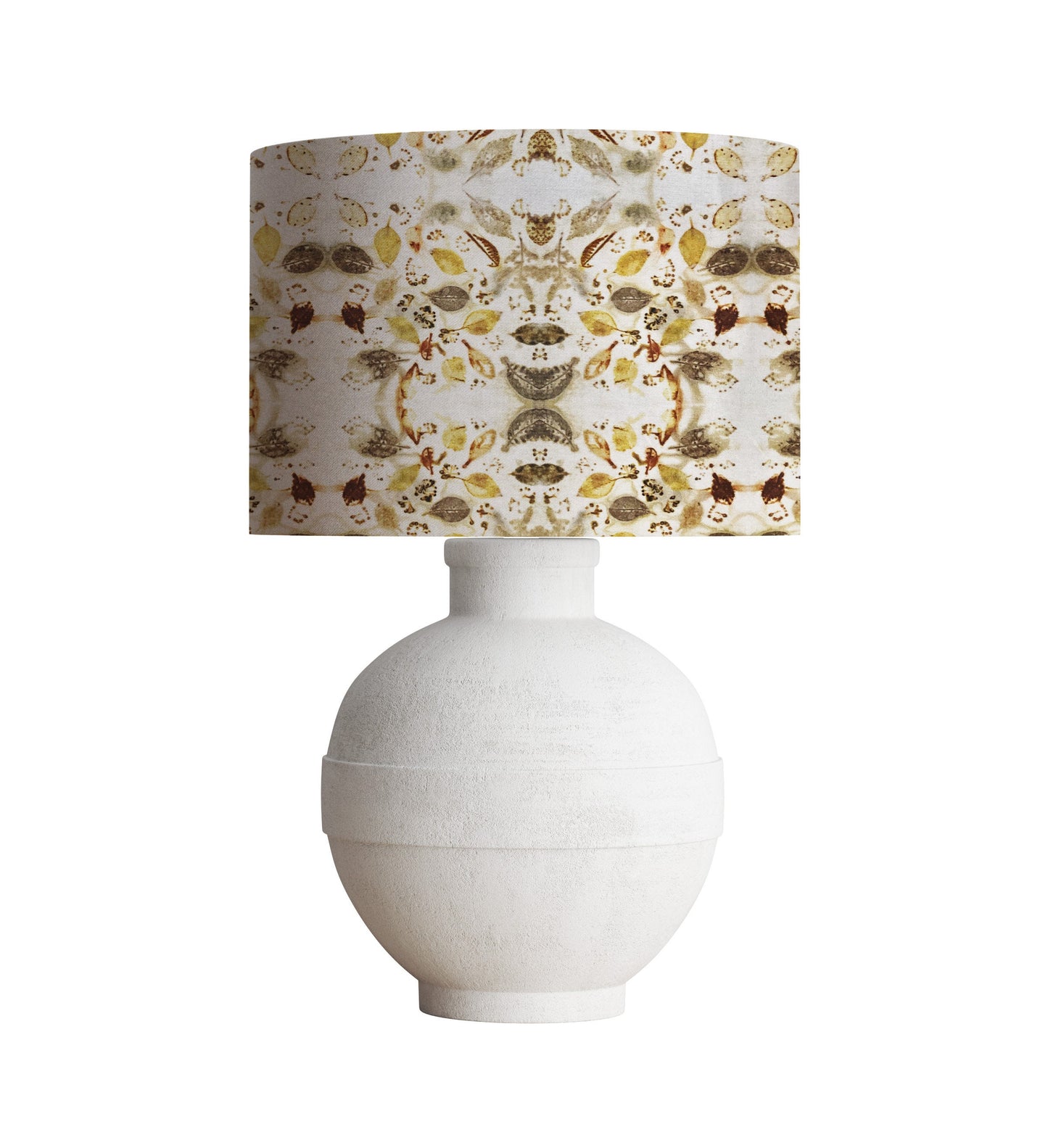 Drum Lampshade, Natural Elements Fabric, Wabi Sabi Home Decor