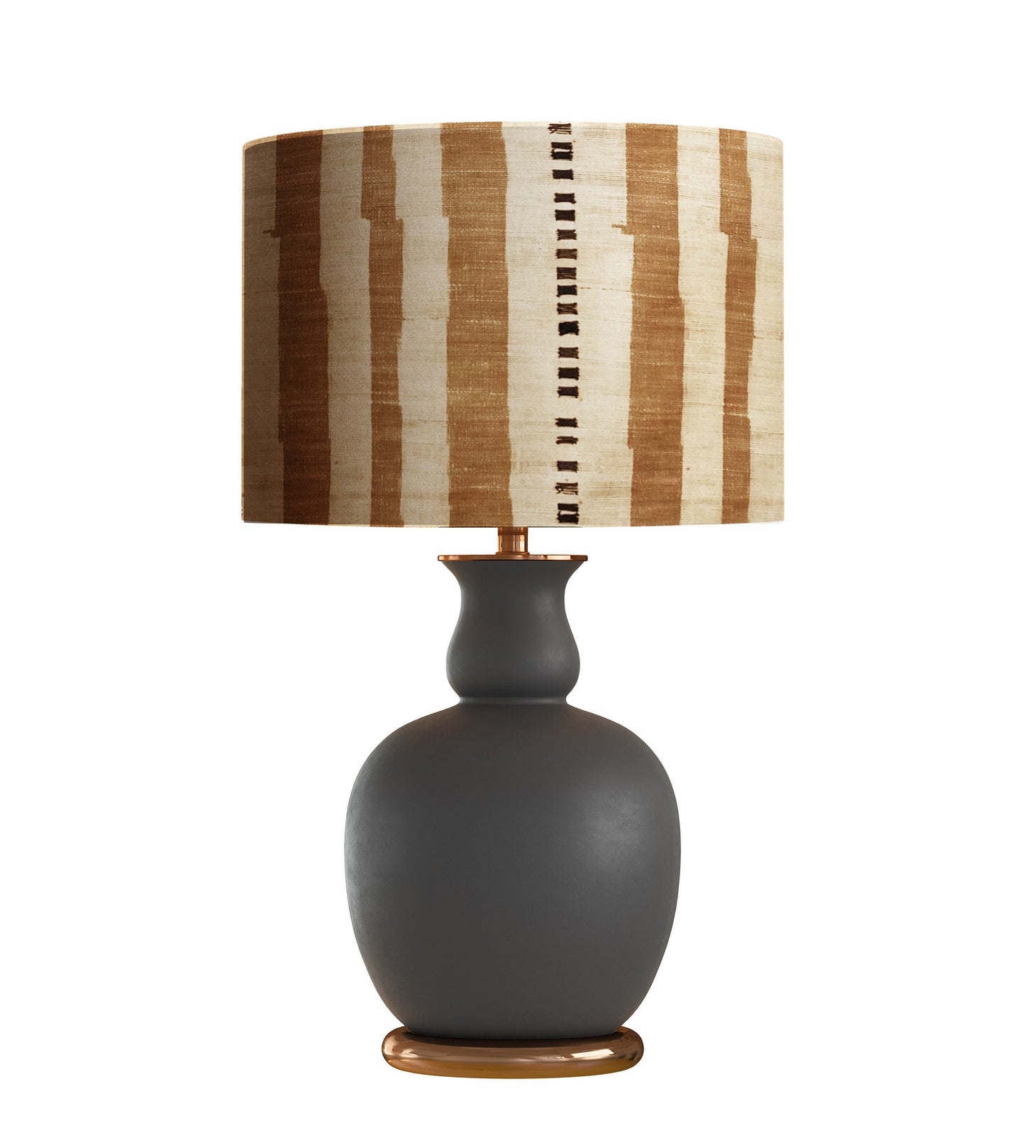Burlap Look Printed Stripe Drum Lampshade, Wabi Sabi Home Decor