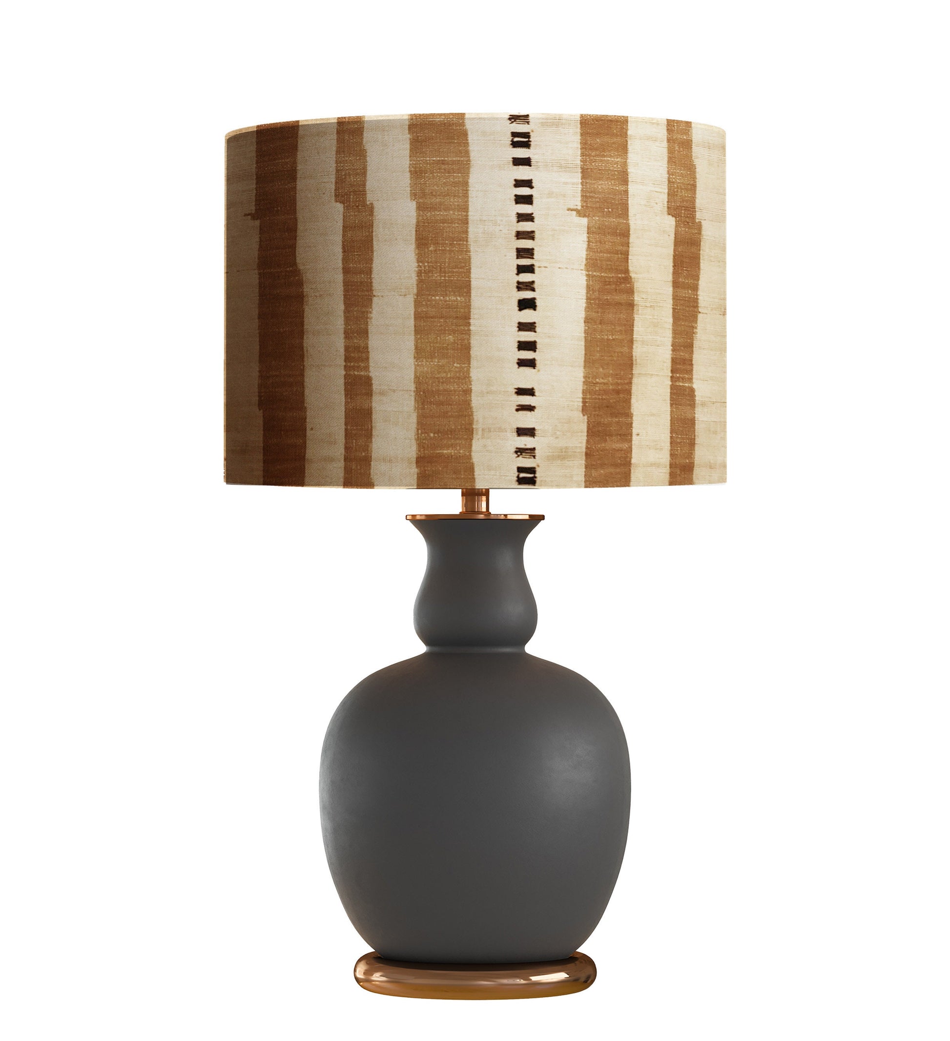 Burlap Look Printed Stripe Drum Lampshade, Wabi Sabi Home Decor