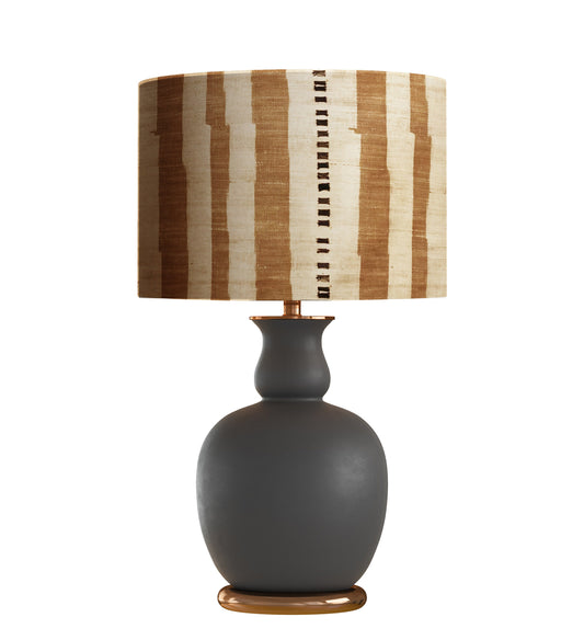 Burlap Look Printed Stripe Drum Lampshade, Wabi Sabi Home Decor