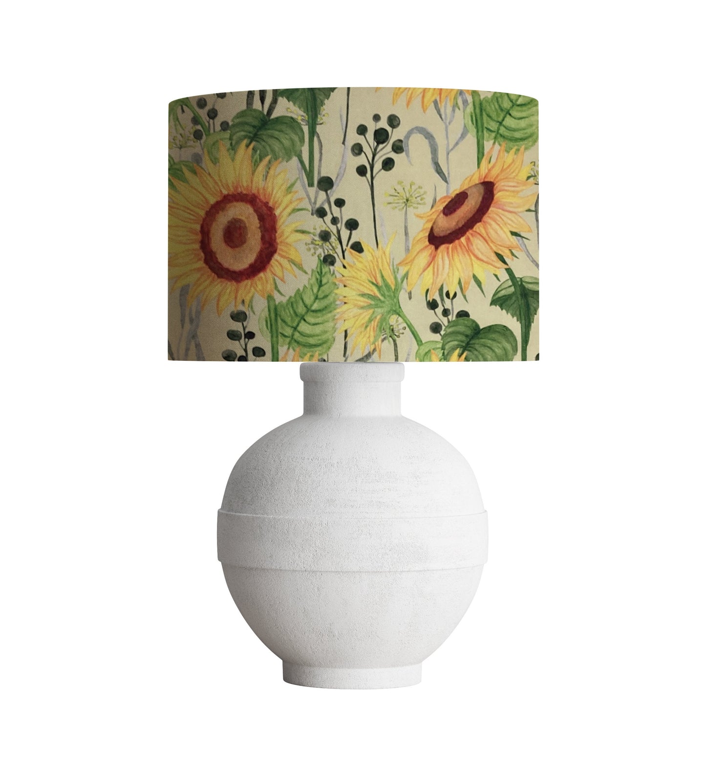 Sunflower Drum Lampshade, Farmhouse Cottage Decor