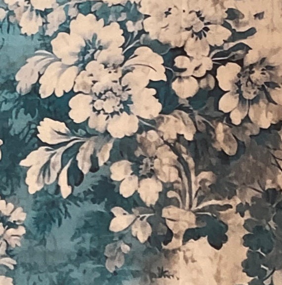 Floral Damask Drum Lampshade, French Blue & Beige, Elegant Home Decor