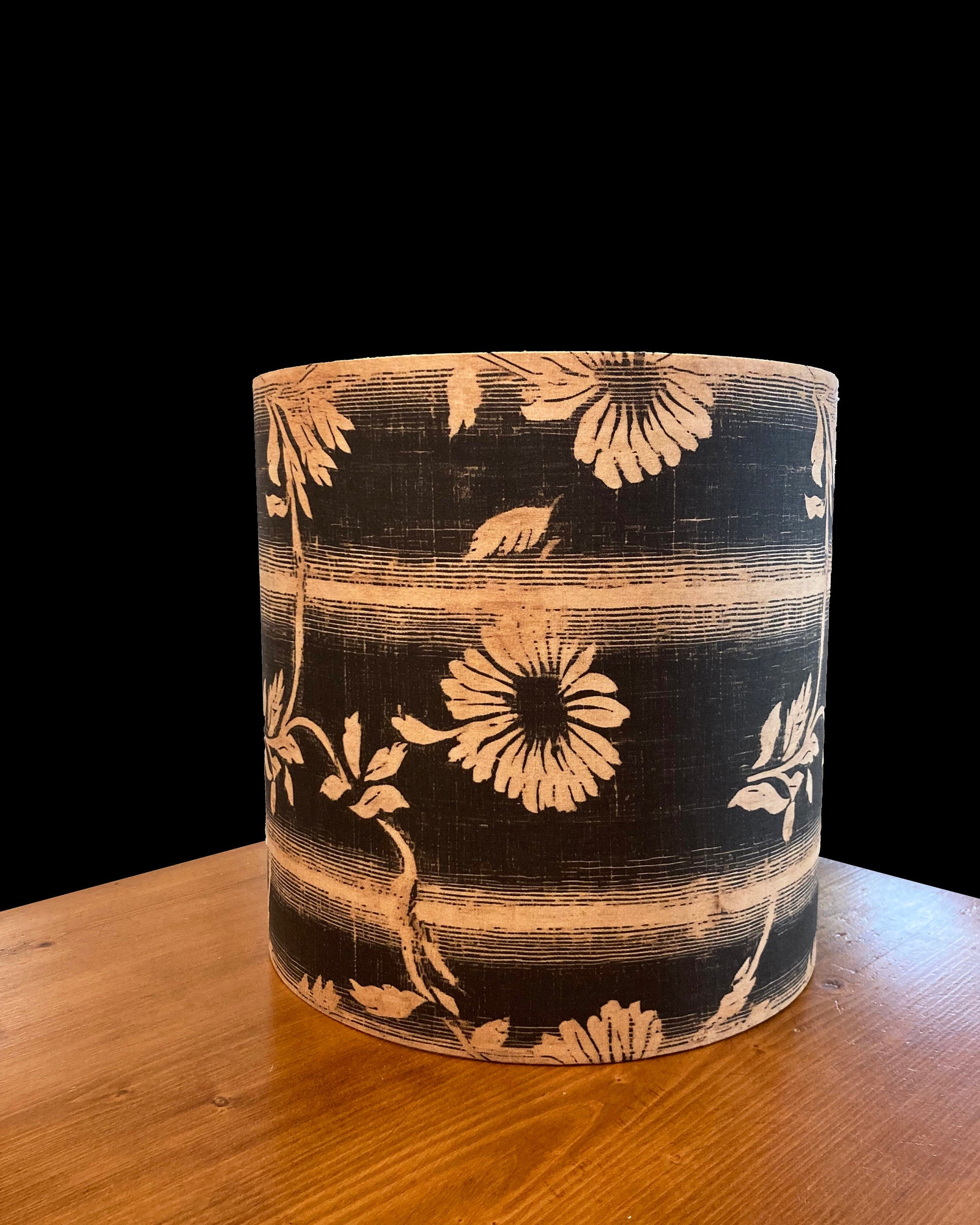 Floral Stripe Drum Lampshade, Wabi Sabi Home Decor
