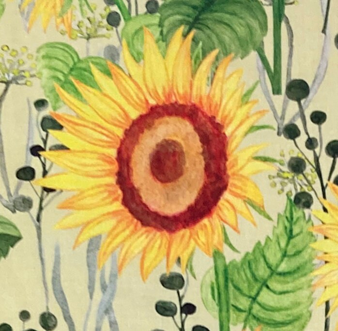 Sunflower Drum Lampshade, Farmhouse Cottage Decor