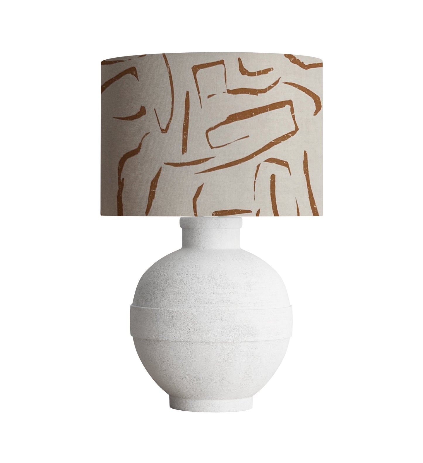 drum shade, lampshade, lamp shade, home decor, rust, off white, modern, abstract, geo, contemporary