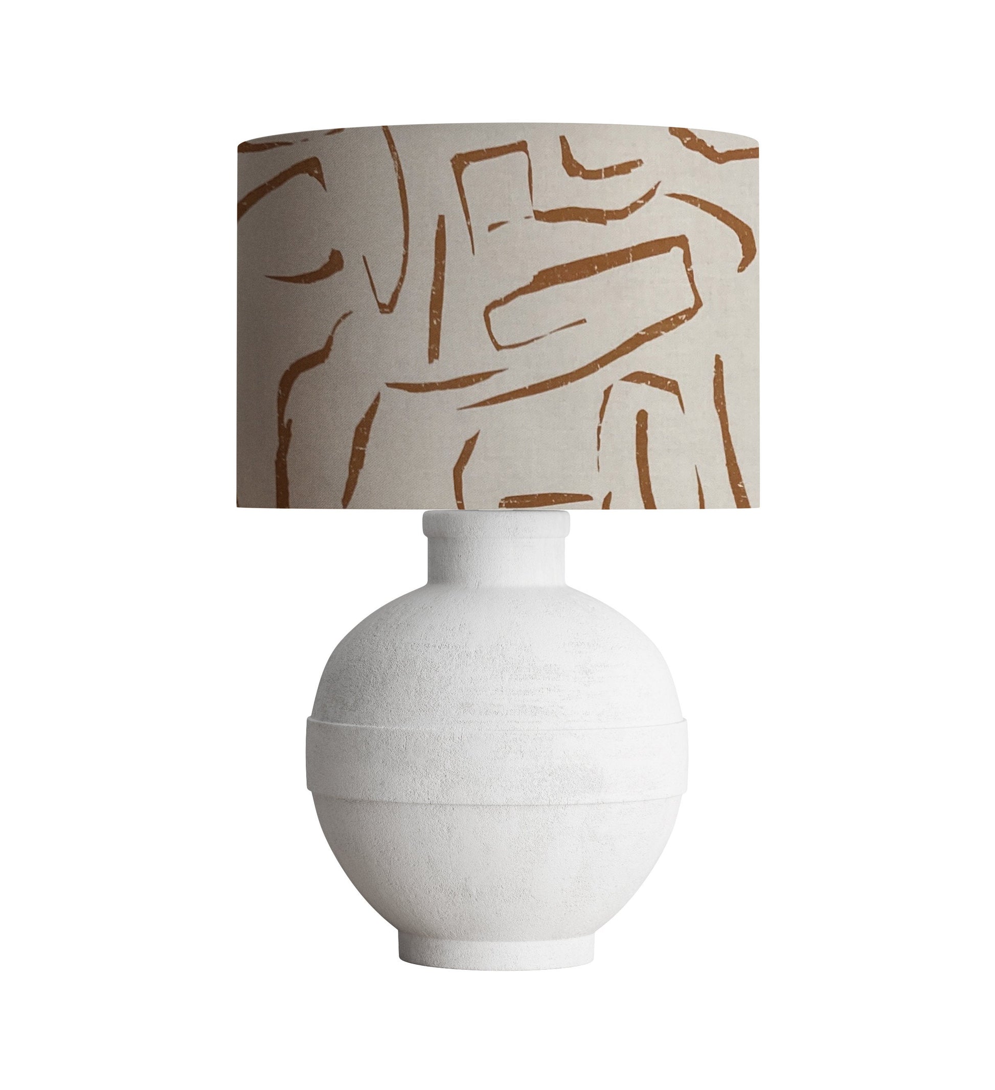 drum shade, lampshade, lamp shade, home decor, rust, off white, modern, abstract, geo, contemporary