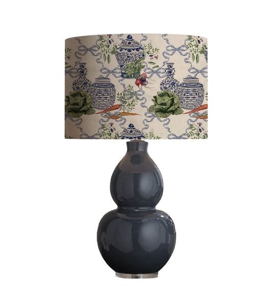 Blue Ribbon Drum Lampshade, Grandmillenial Home Decor