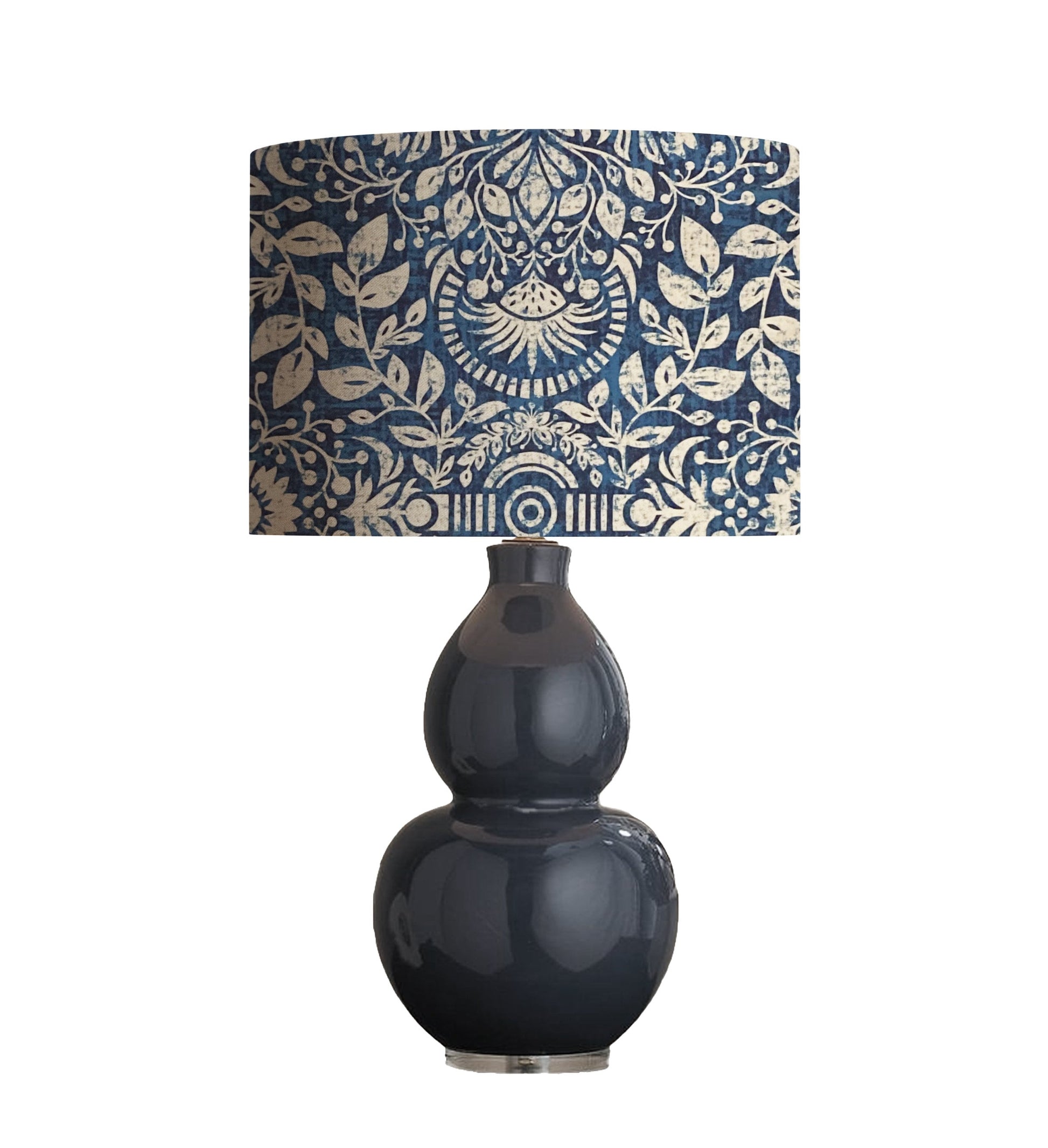 Blue Floral Damask Drum Lampshade, French Country Home Decor
