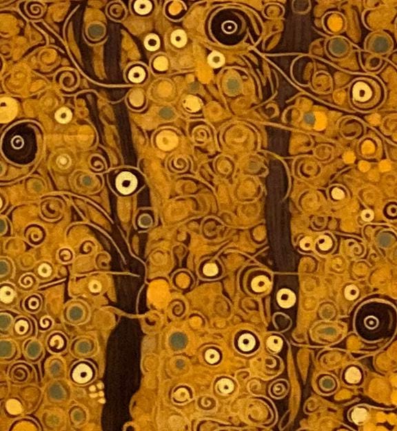 Klimt Inspired Drum Lampshade, Gold Forest Home Decor