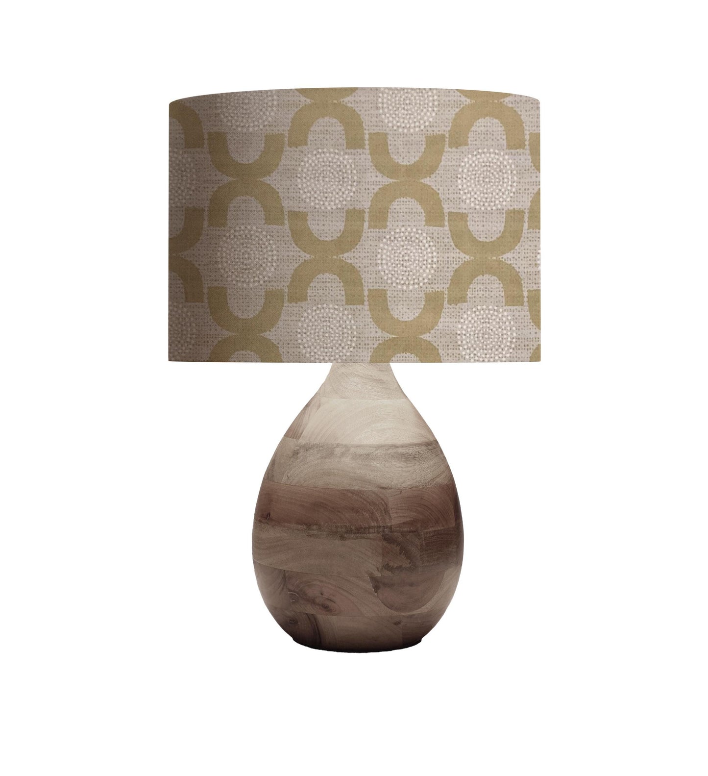 Mid Century Modern Drum Lampshade, Trellis and Dots Fabric