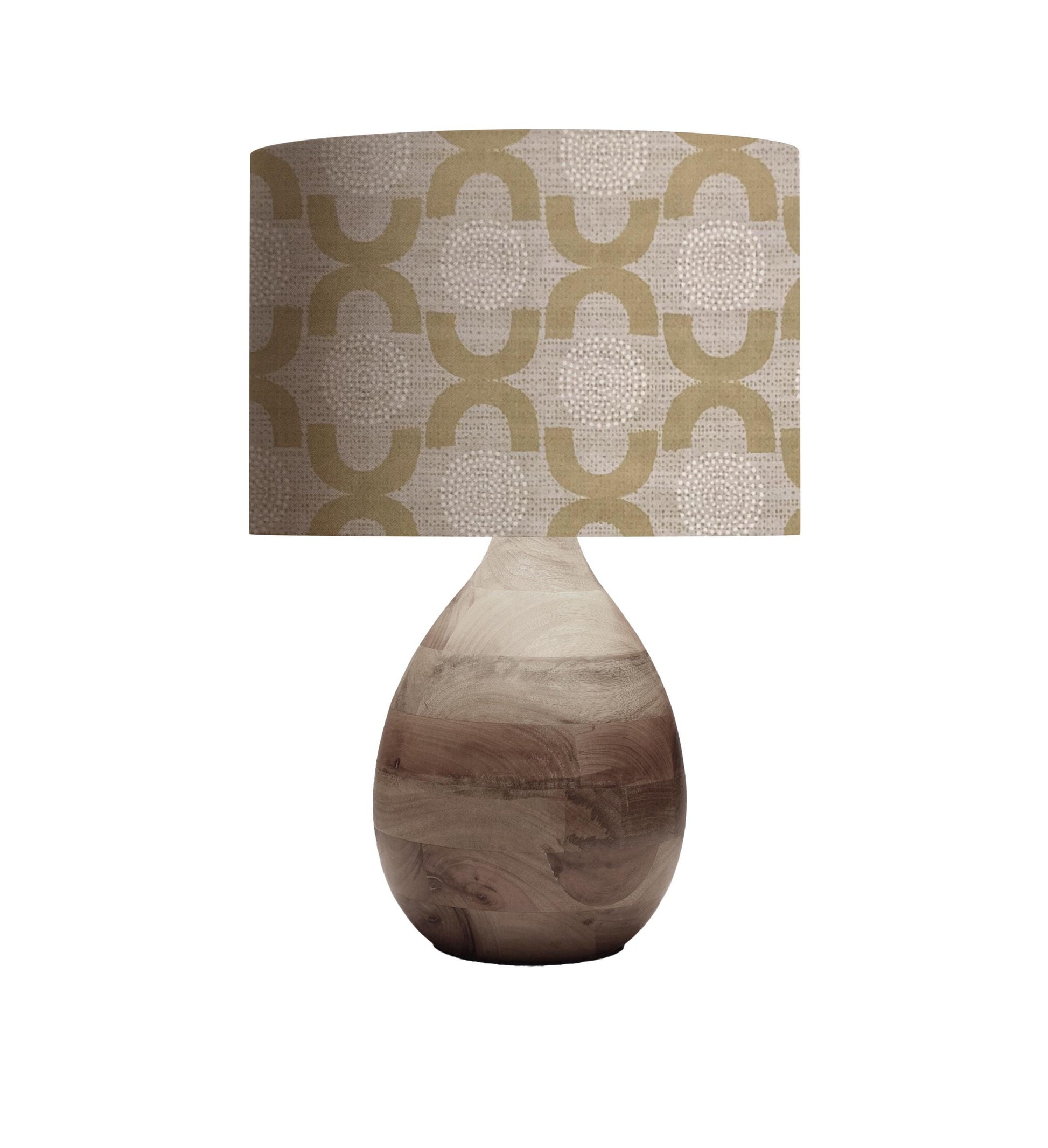 Mid Century Modern Drum Lampshade, Trellis and Dots Fabric