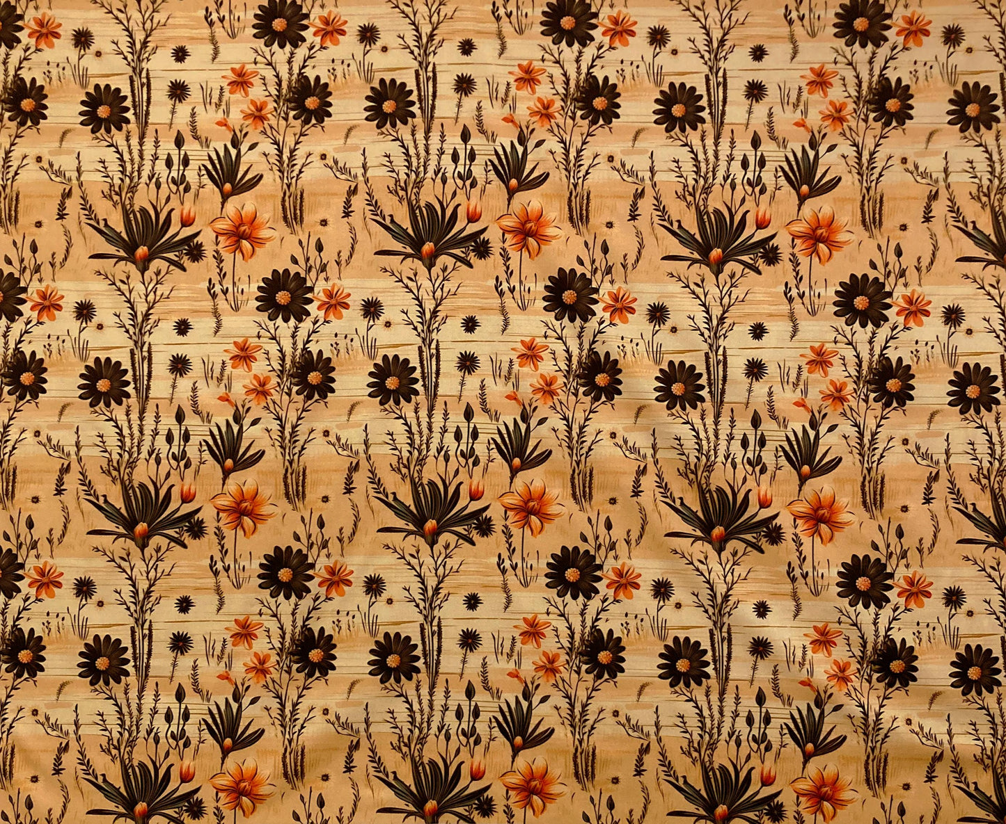 Rustic Drum Lampshade, Black Orange Daisy, Western Decor