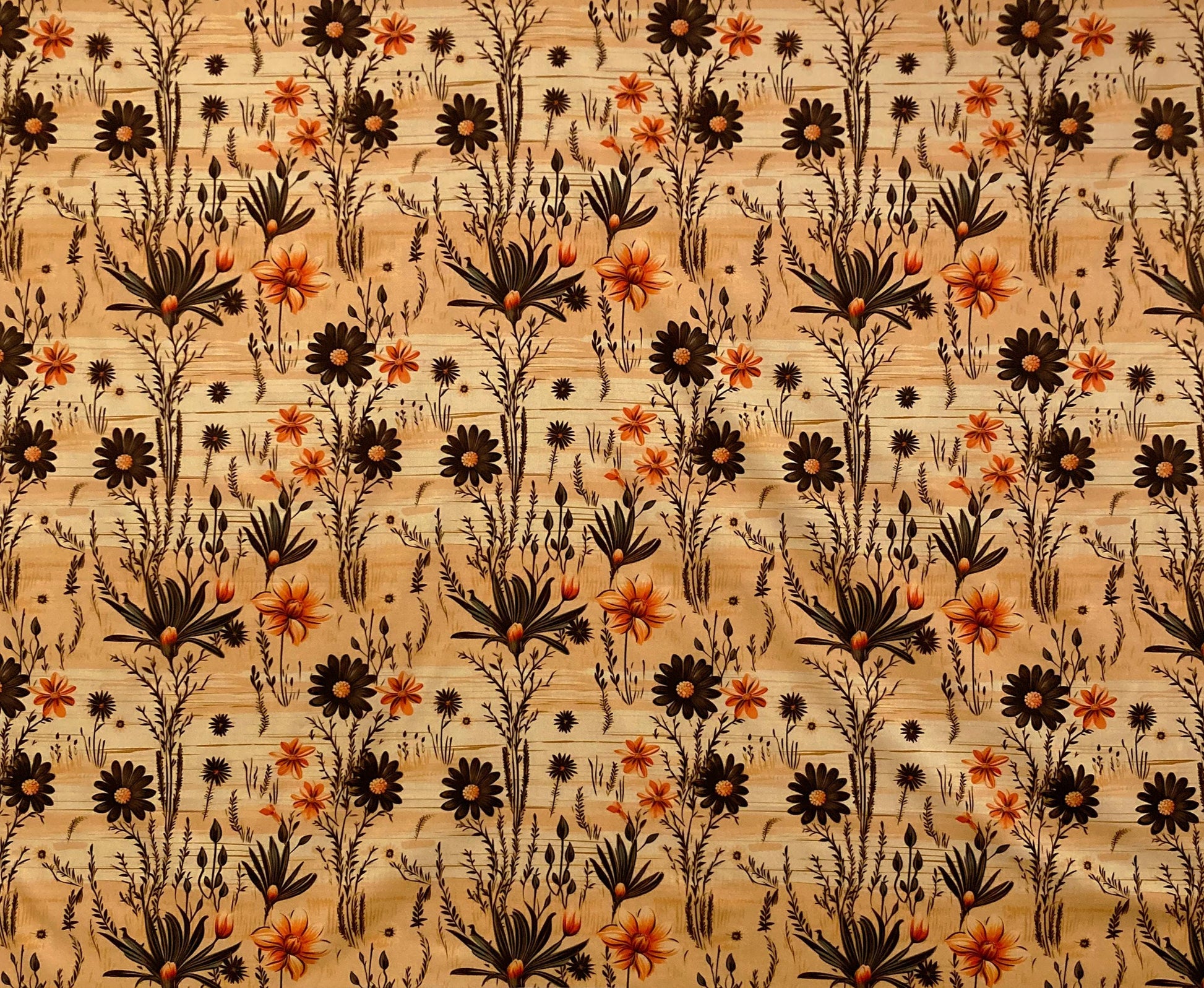Rustic Drum Lampshade, Black Orange Daisy, Western Decor
