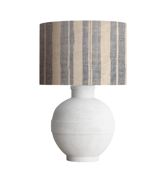 Blue Striped Drum Lampshade, Cottage Farmhouse Decor