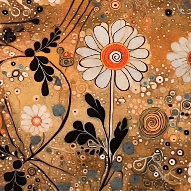 Gustav Klimt Inspired Drum Lampshade, Rusty Gold Floral Lamp Shade