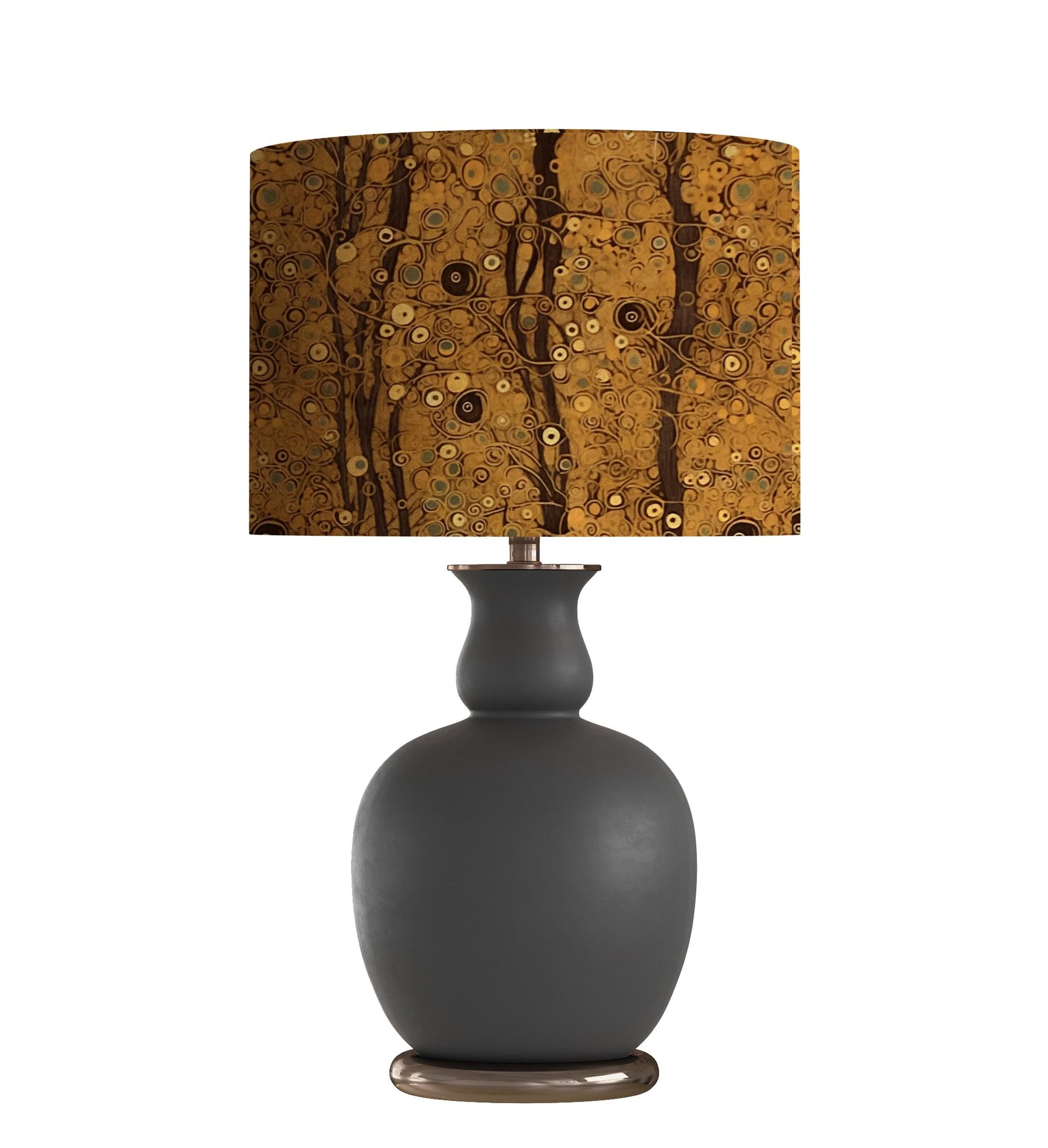 Klimt Inspired Drum Lampshade, Gold Forest Home Decor